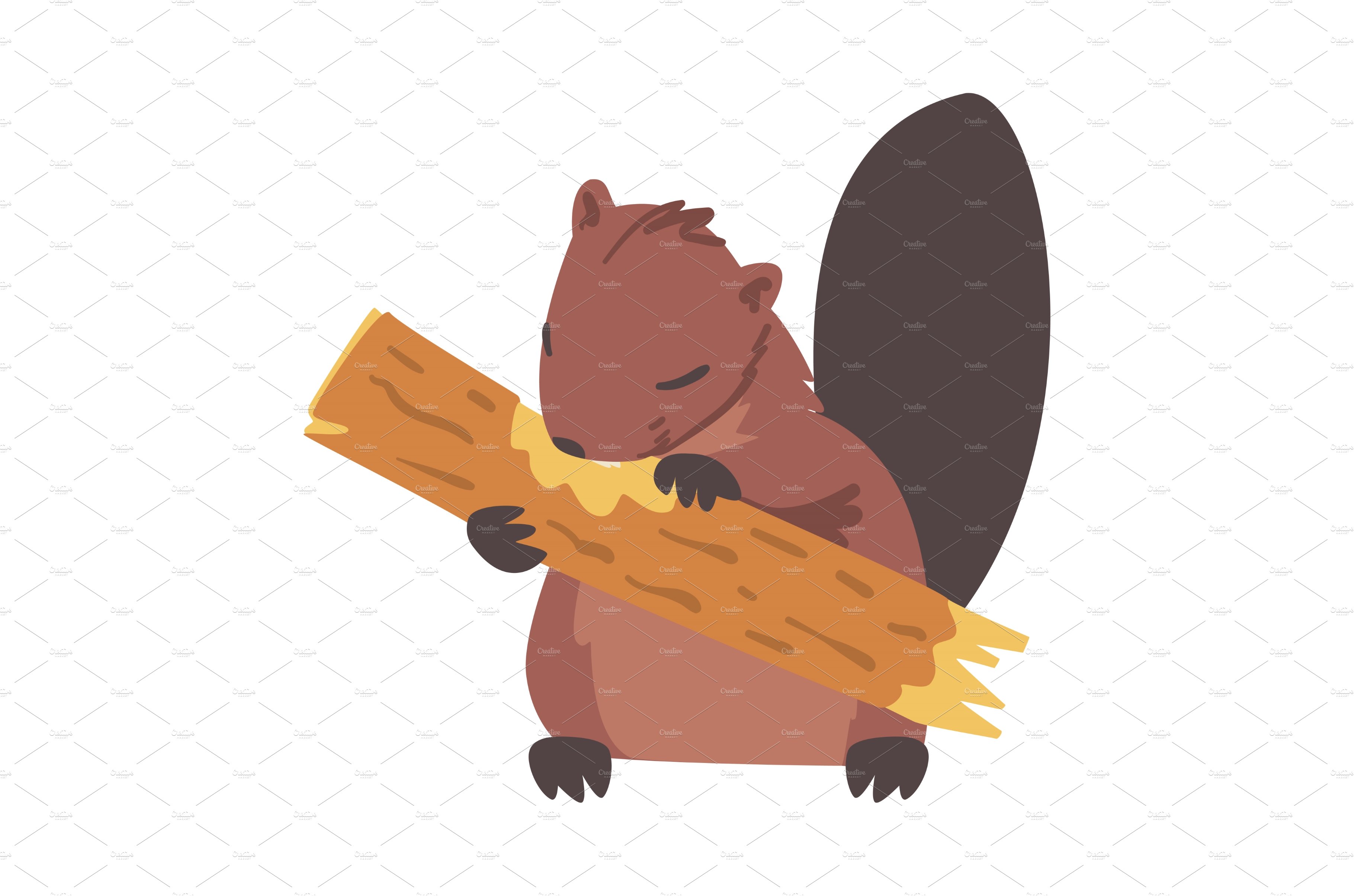 Cute Brown Beaver Gnawing Log cover image.