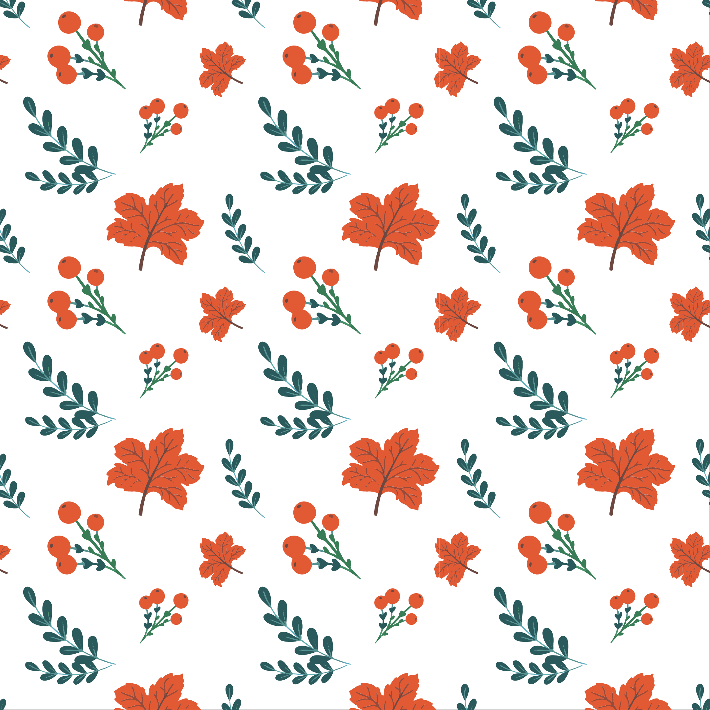 Berries and leaves pattern set preview image.