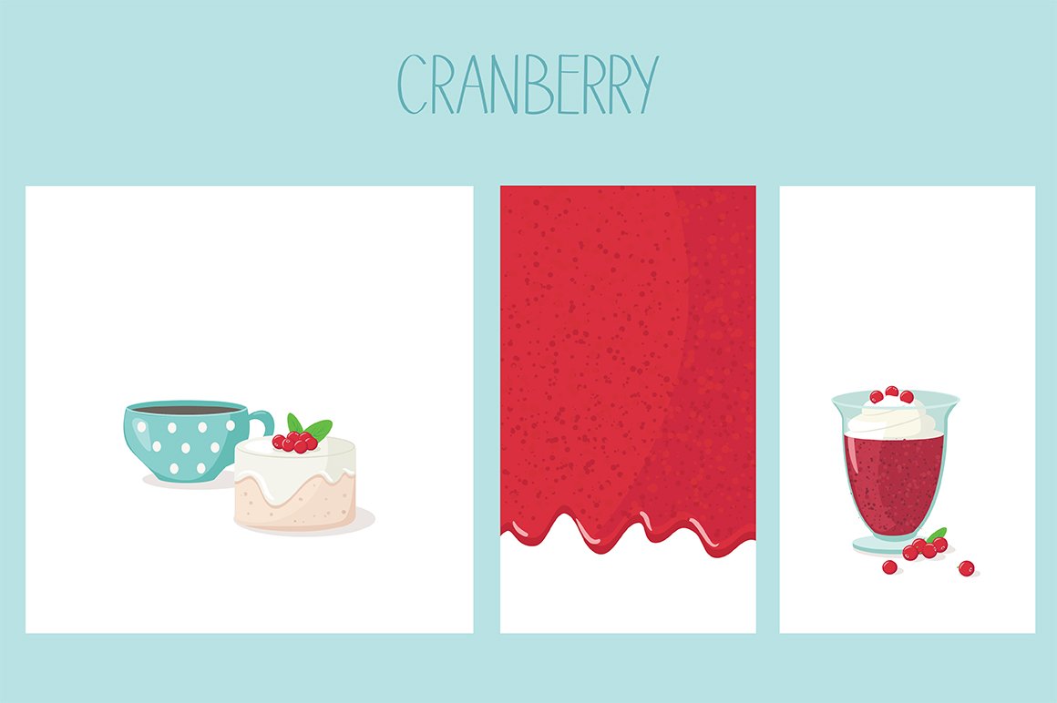 berries set with desserts and seamless patterns 10 720