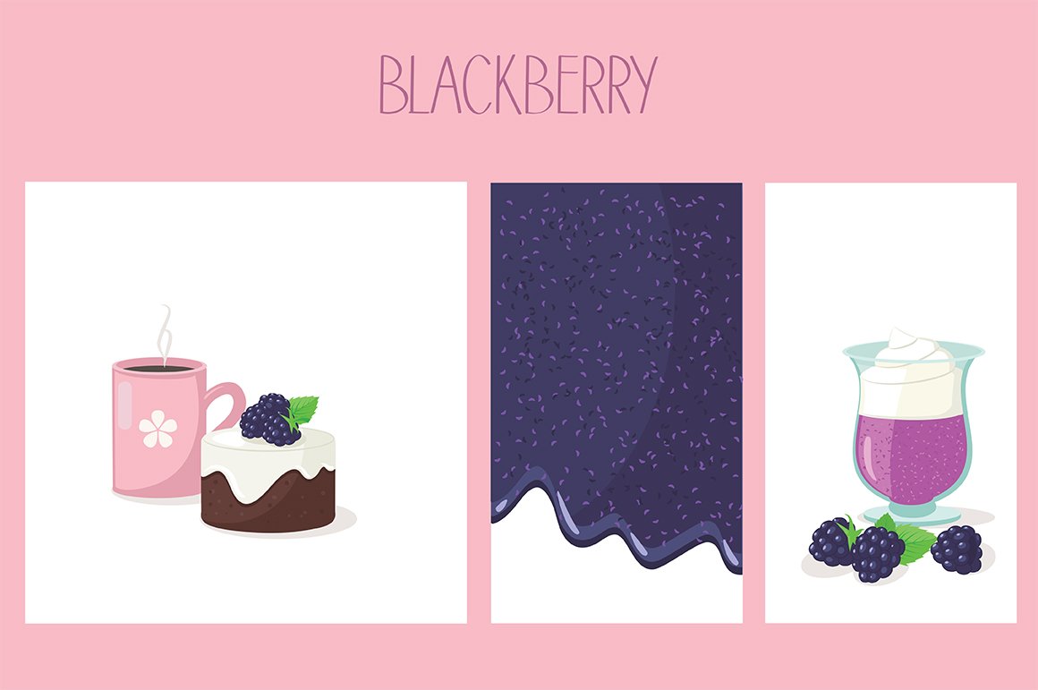 Berries set with desserts & patterns preview image.