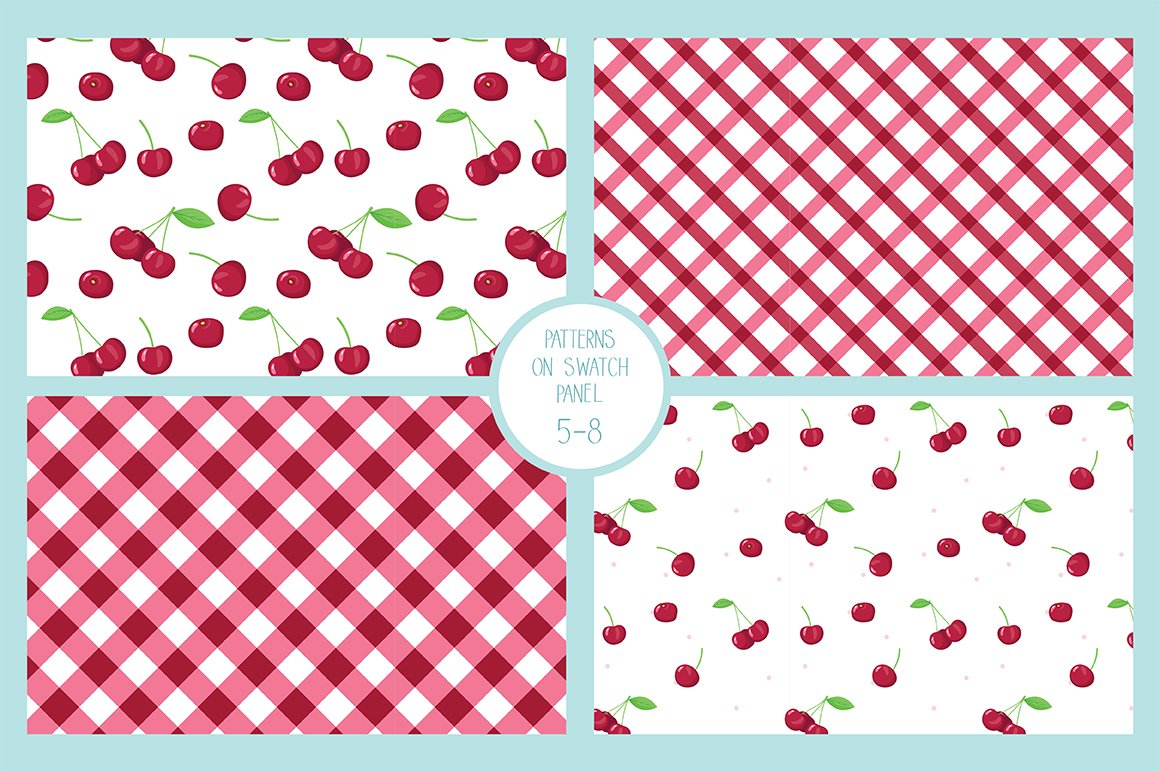 berries set with desserts and seamless patterns 5 236