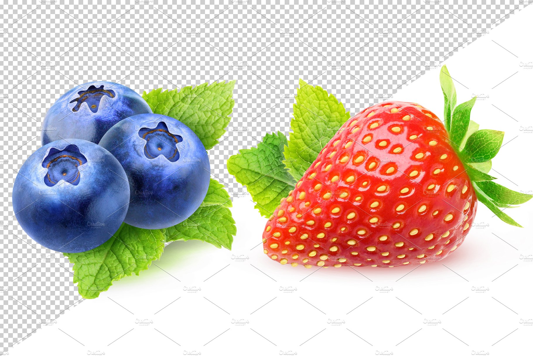 Berries with mint leaf preview image.