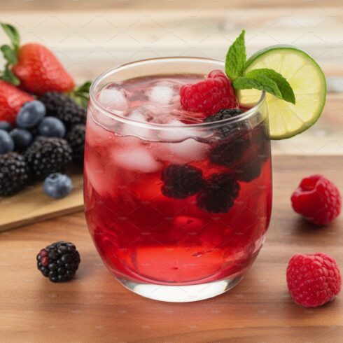 Berry cocktail drink. Generate Ai cover image.