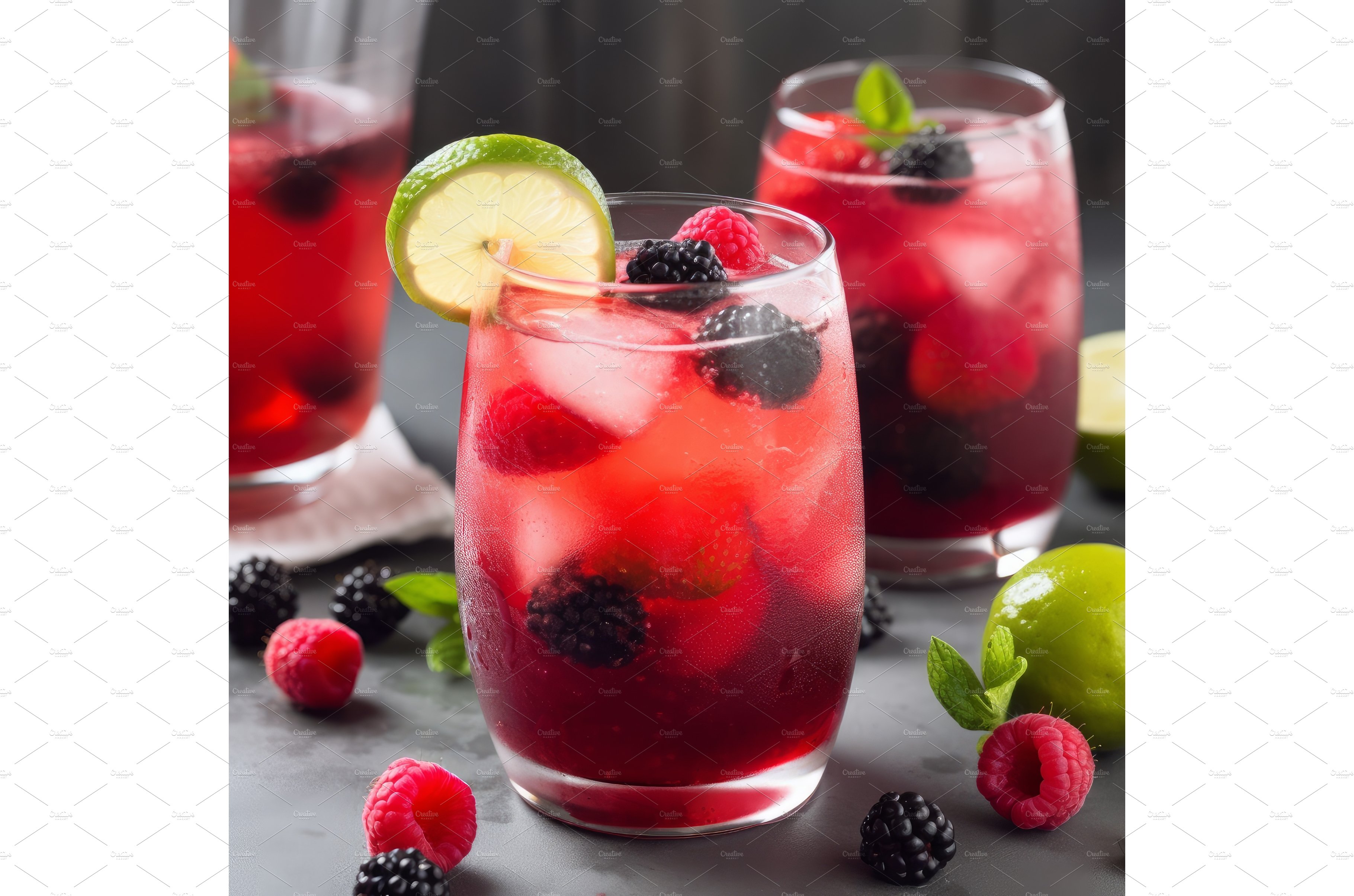 Berry drink cocktail. Generate Ai cover image.