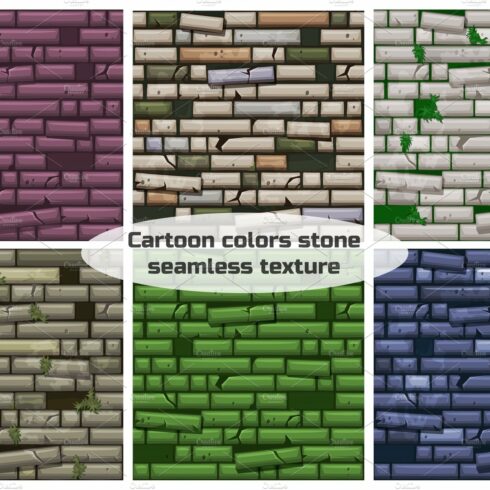 seamless texture different colored old stone wall cover image.