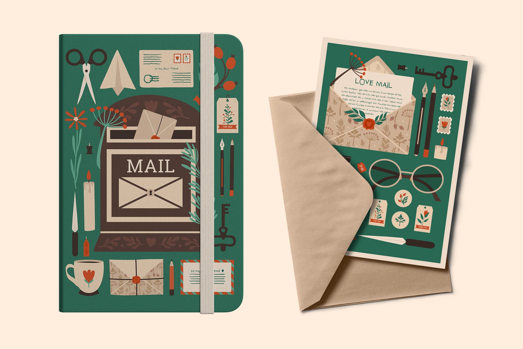 Vintage Mail Set. Clip Arts preview image.