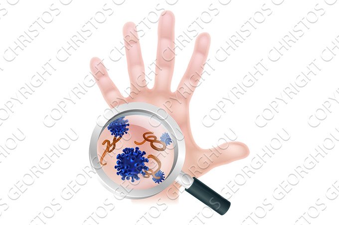 Magnifying Glass Hand Bacteria Virus Concept cover image.