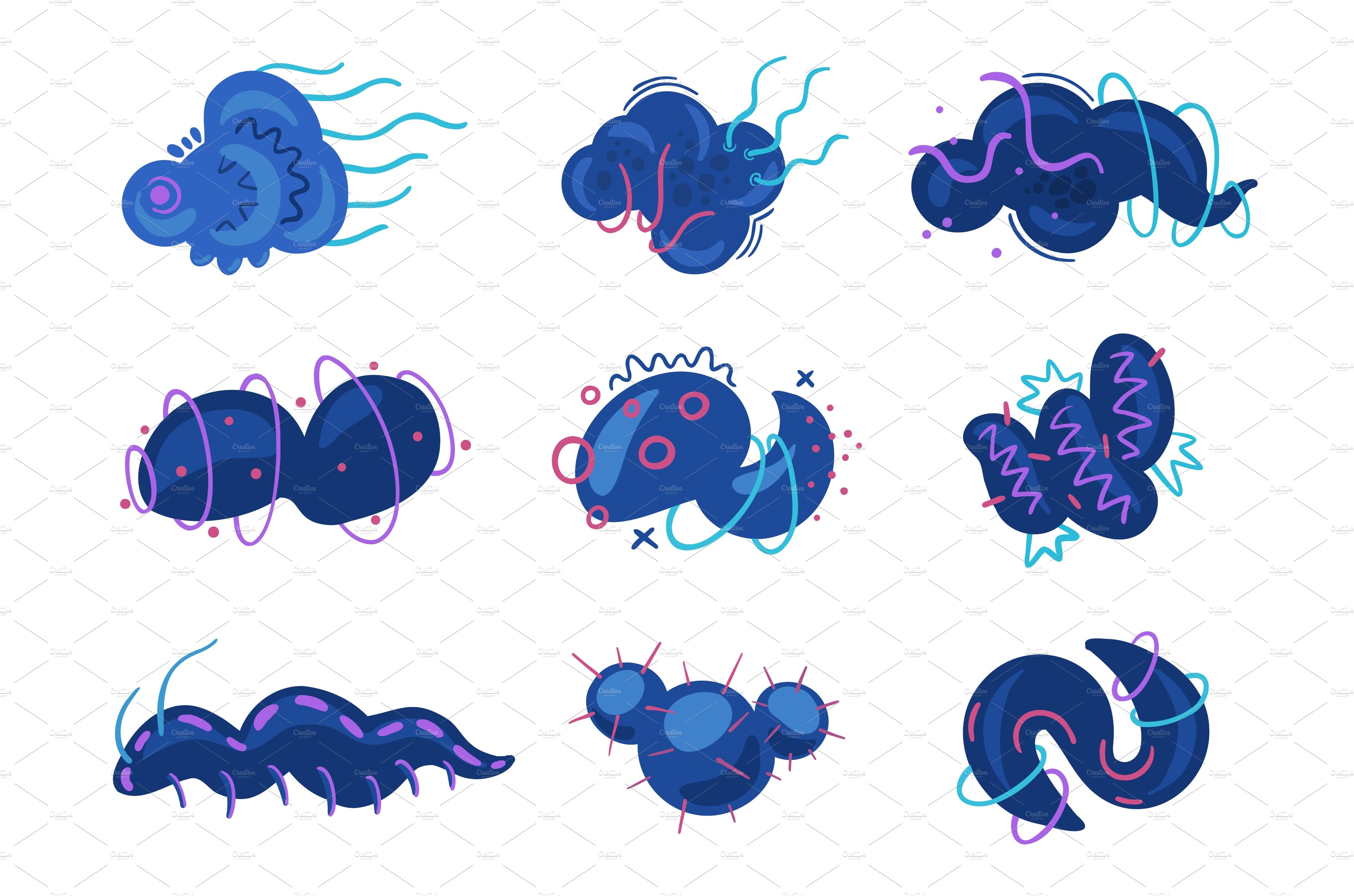 Different types of viruses. Strange cover image.