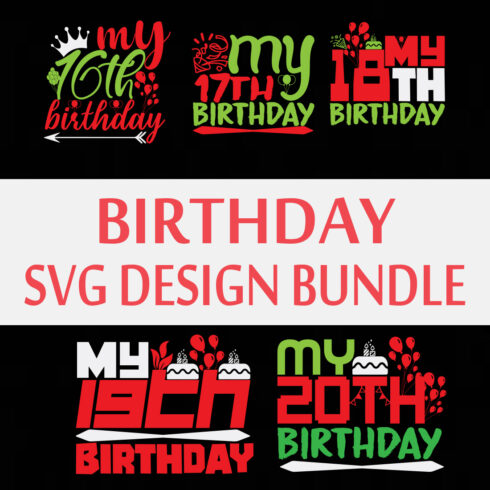 Birthday svg bundle cover image.