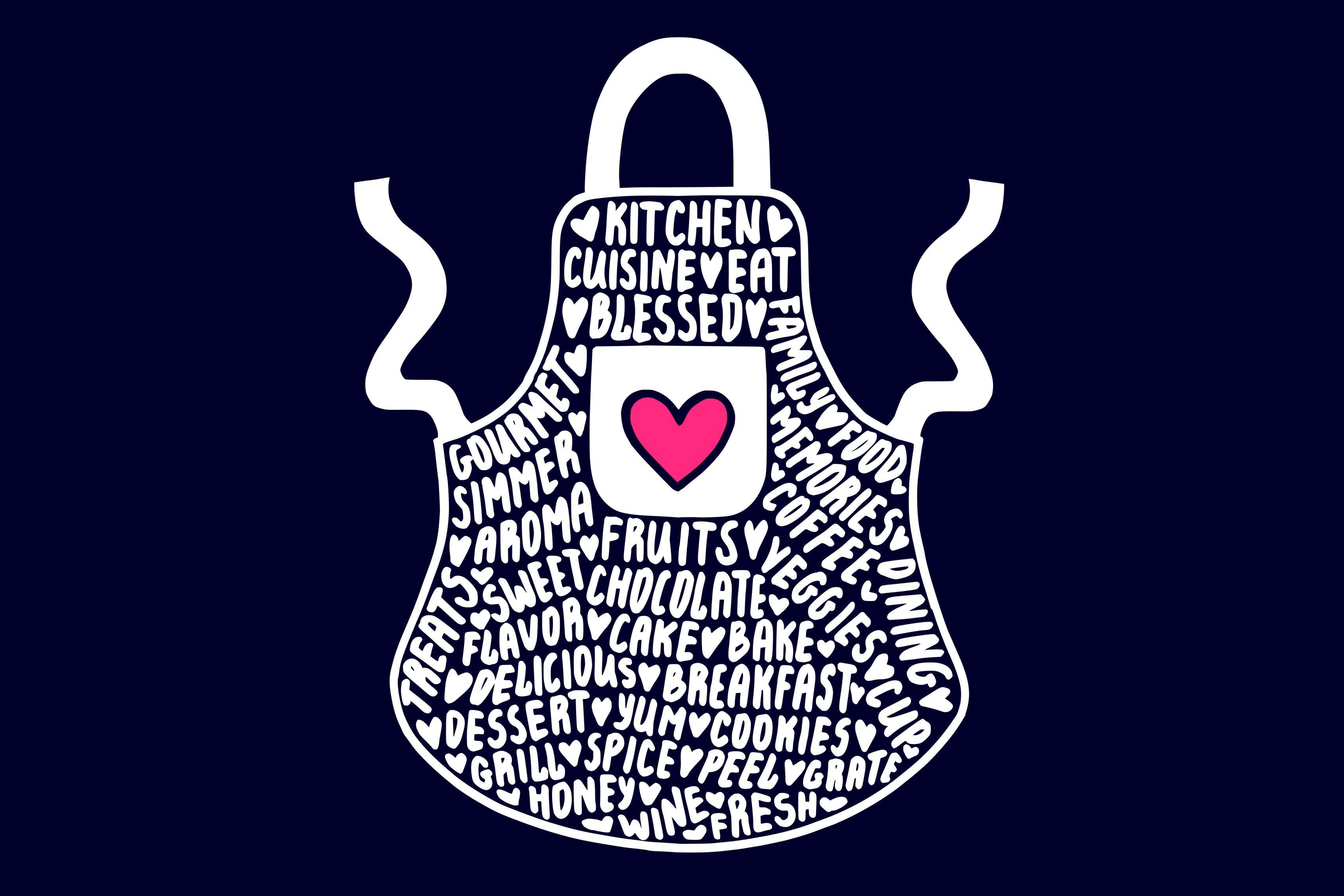Apron typography clipart, svg file cover image.