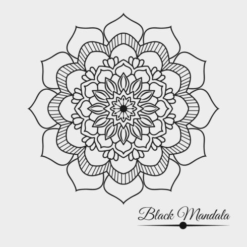 Black Mandala Design Template SVG, Ai, EPS, PDF, JPG, PNG File cover image.