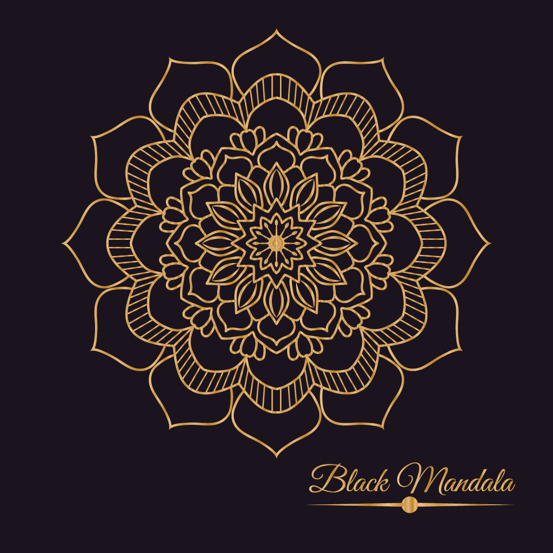 Black Mandala Design Template SVG, Ai, EPS, PDF, JPG, PNG File preview image.