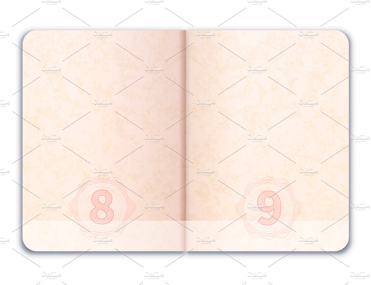 Blank open foreign passport cover image.