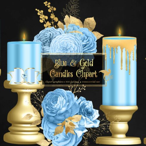 Blue and Gold Candles Clipart cover image.
