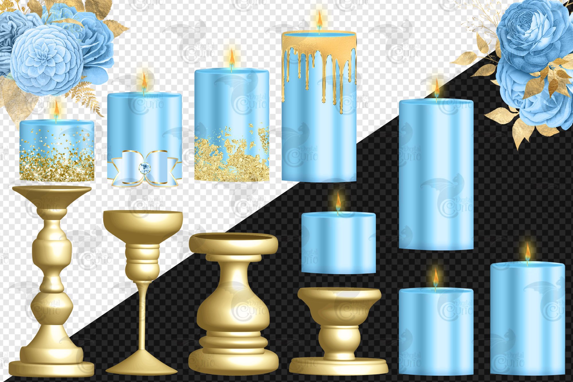blue and gold candle clipart preview 3 617