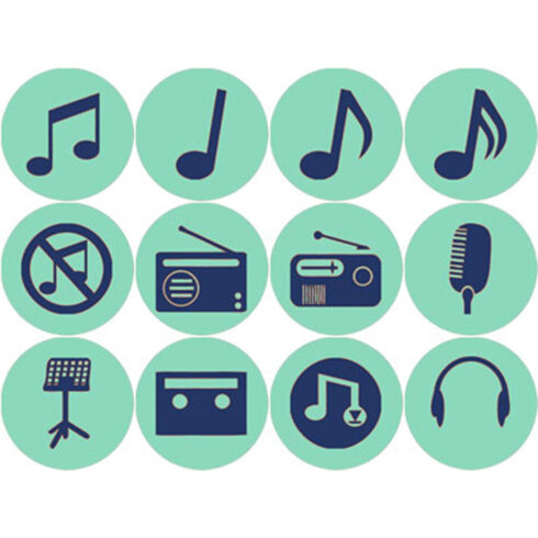 BROWN AND MUSTARD YELLOW MUSIC ICONS cover image.
