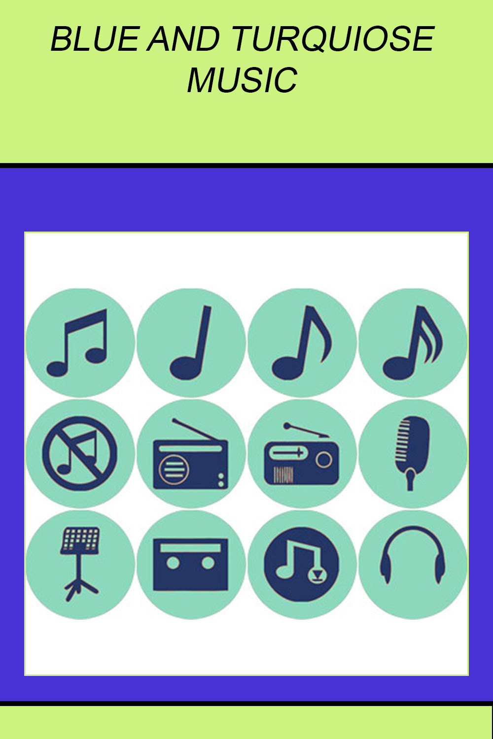 BROWN AND MUSTARD YELLOW MUSIC ICONS pinterest preview image.