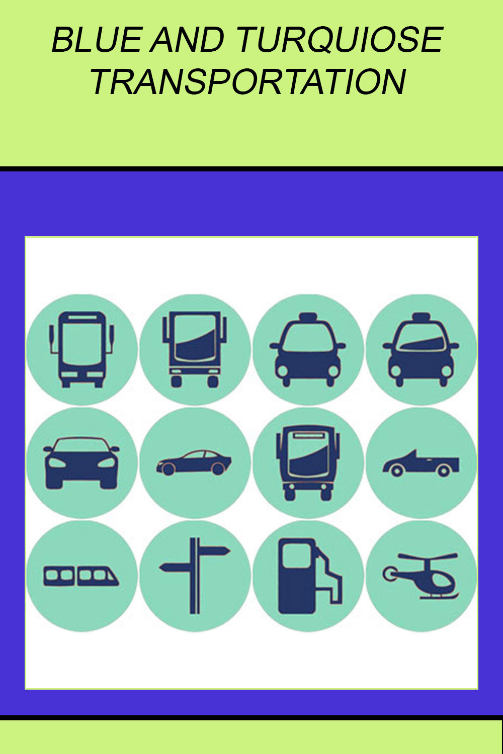 BROWN AND MUSTARD YELLOW TRANSPORTATION ICONS pinterest preview image.