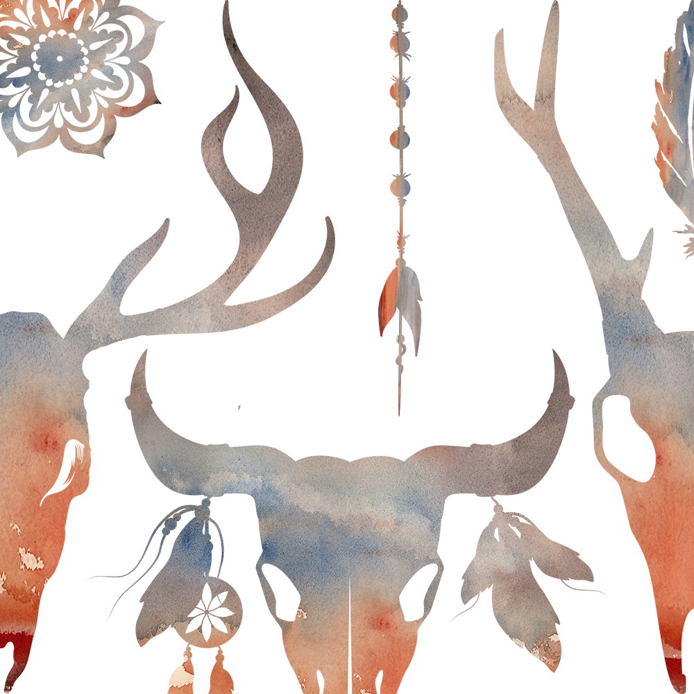 boho animal skull clipart 686