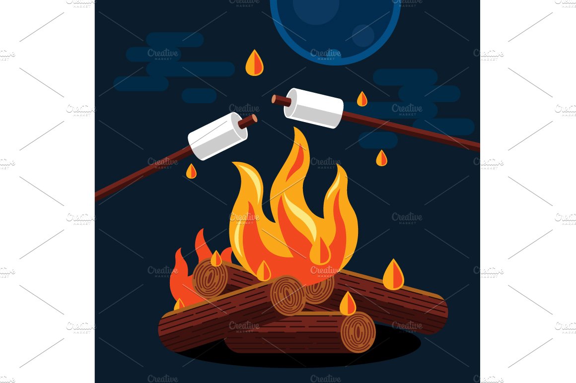 Bonfire with marshmallow cover image.