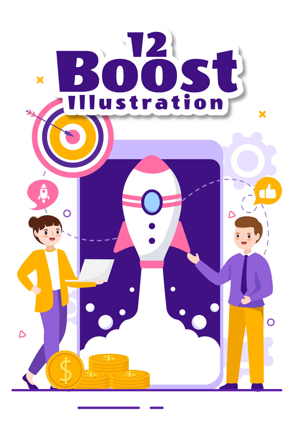 12 Business Boost Vector Illustration pinterest preview image.