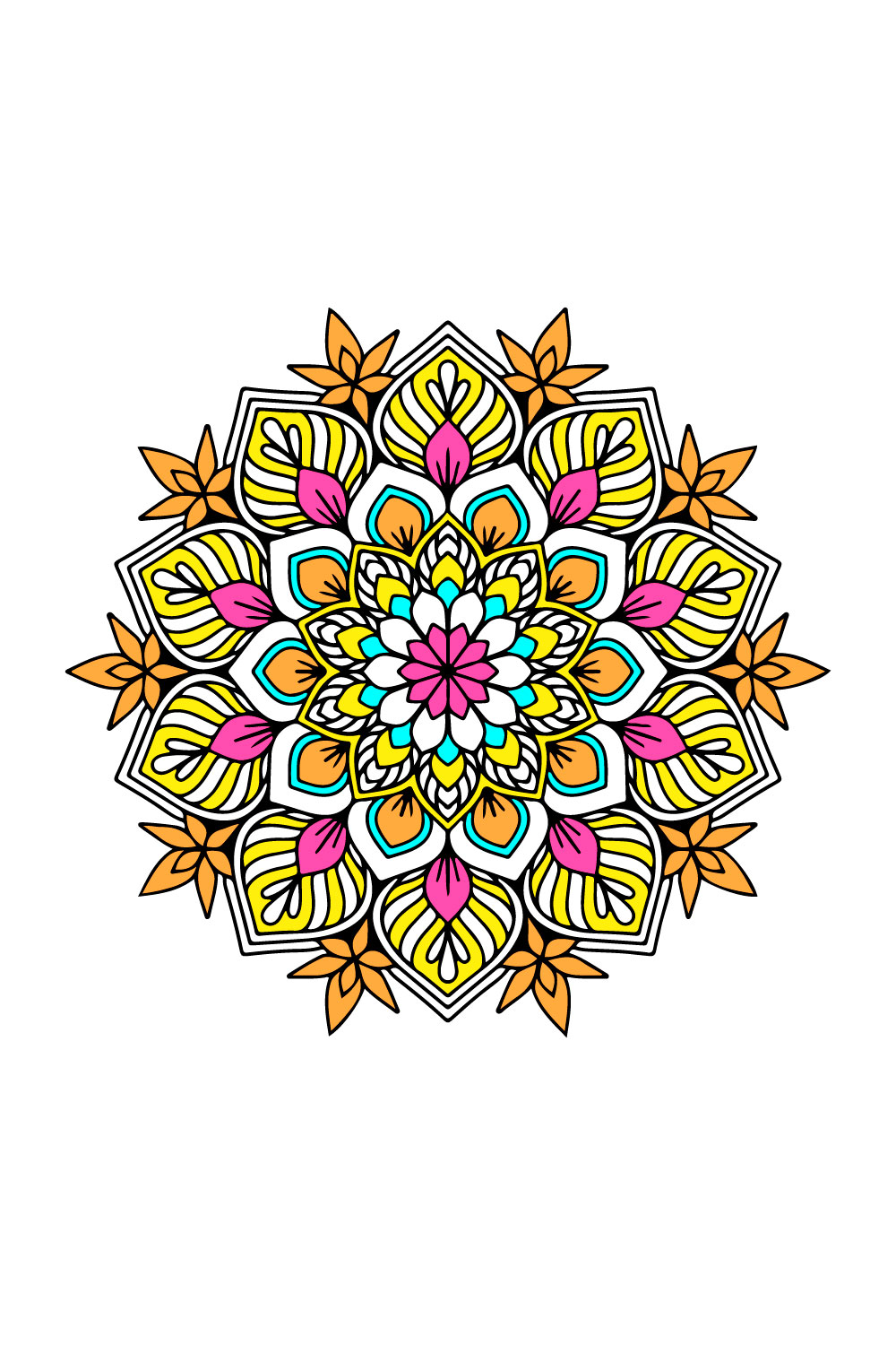 Floral Mandala Design Template pinterest preview image.