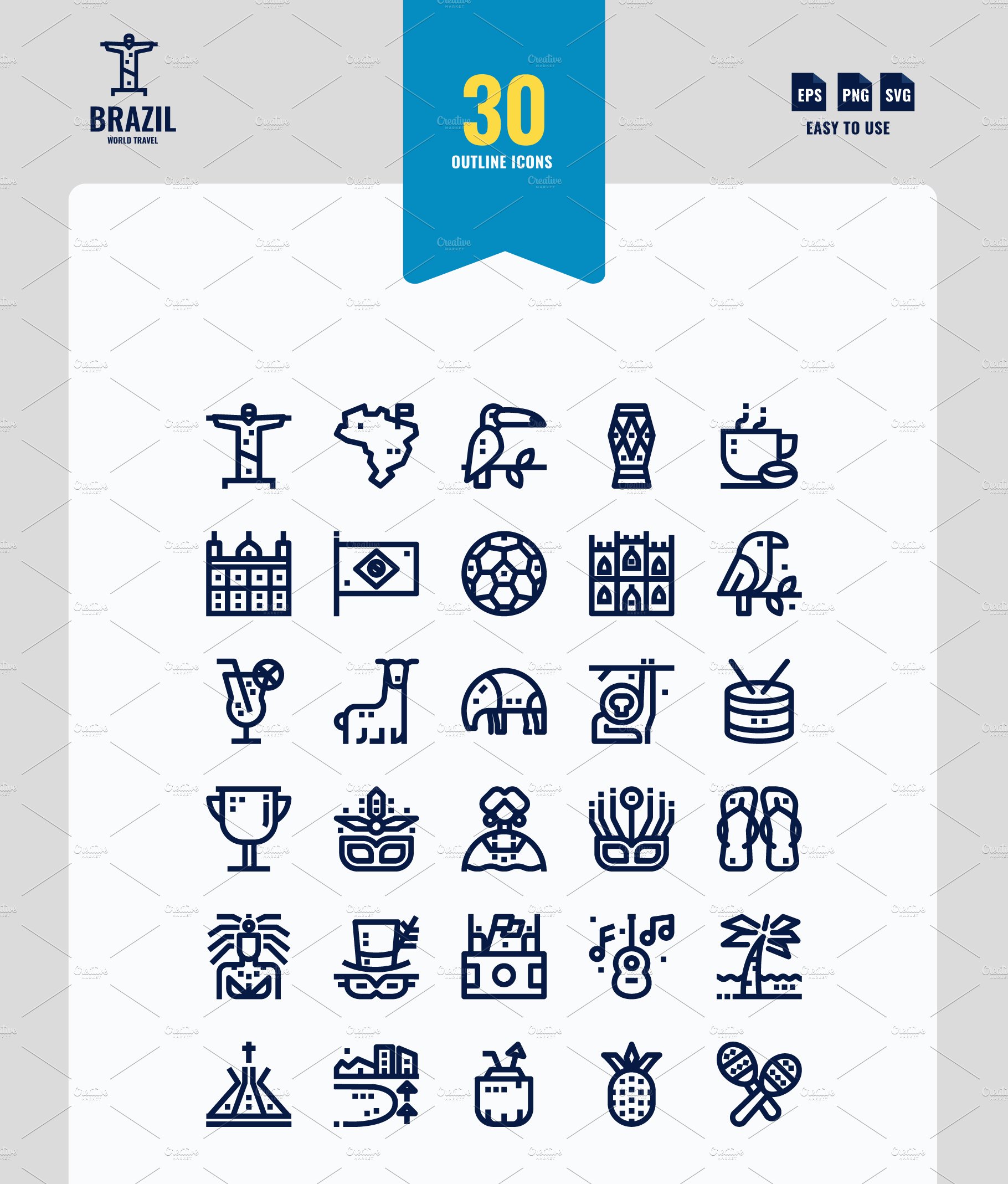 Brazil 90 Icons preview image.