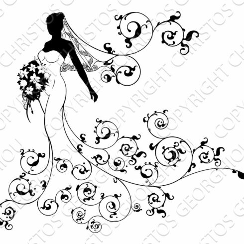 Bride Silhouette Bouquet Wedding Concept cover image.