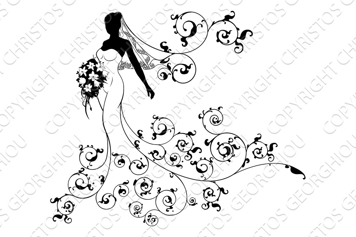 Bride Silhouette Bouquet Wedding Concept cover image.