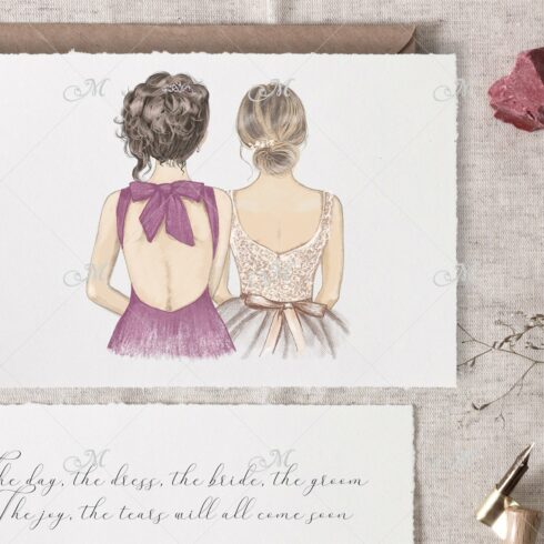 Bride & Bridesmaid illustration cover image.