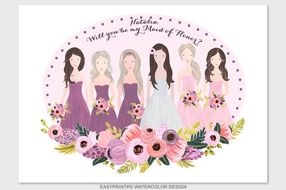 Bridesmaids Wedding Illustration cover image.