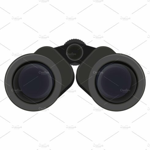 Black binoculars vector illustration isolated on white. cover image.