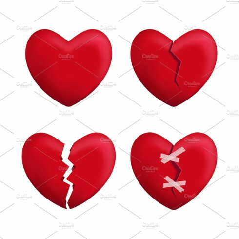 3d Red Broken Hearts Set cover image.
