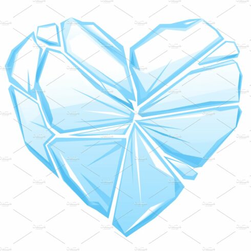 One blue broken ice heart cover image.