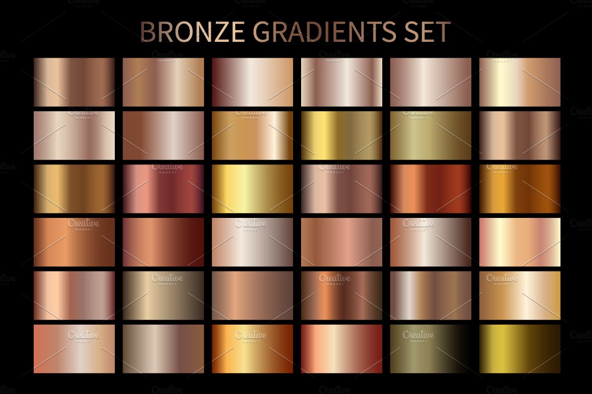 Set of Bronze Gradients .AI .GRD cover image.