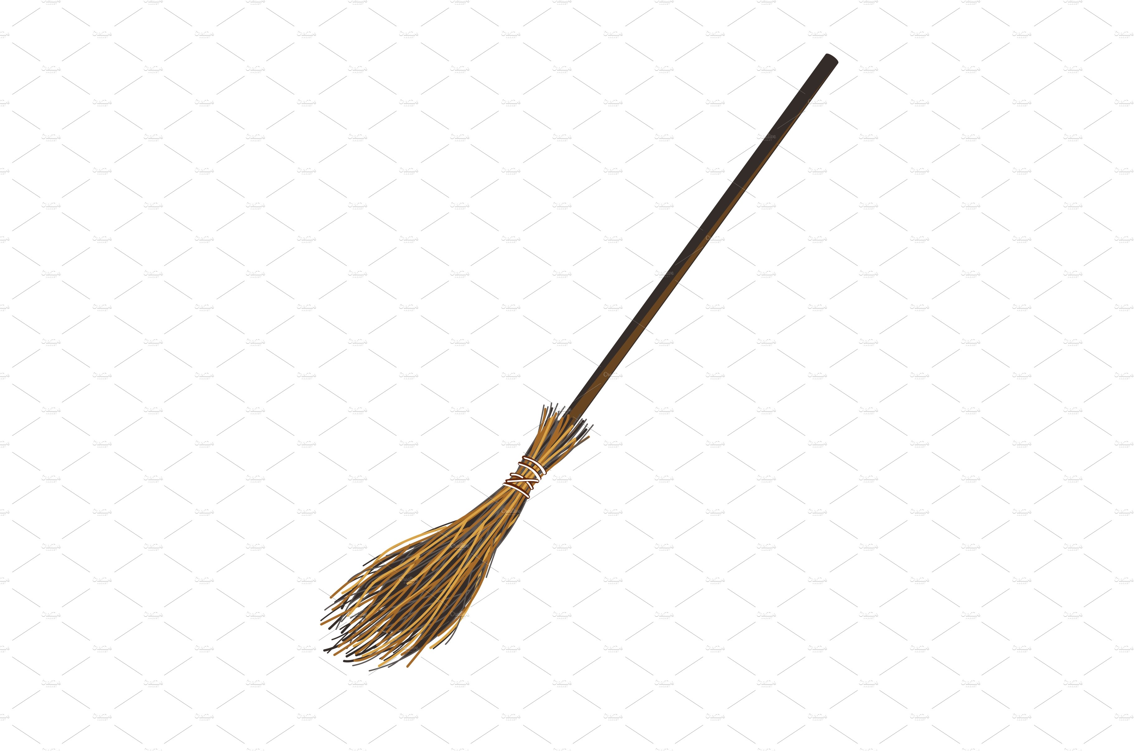 Magic broom on which witch flies cover image.