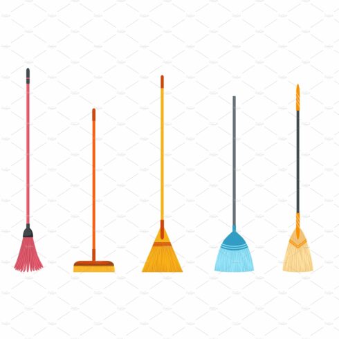 Broom mop icons. Hygiene handling cover image.