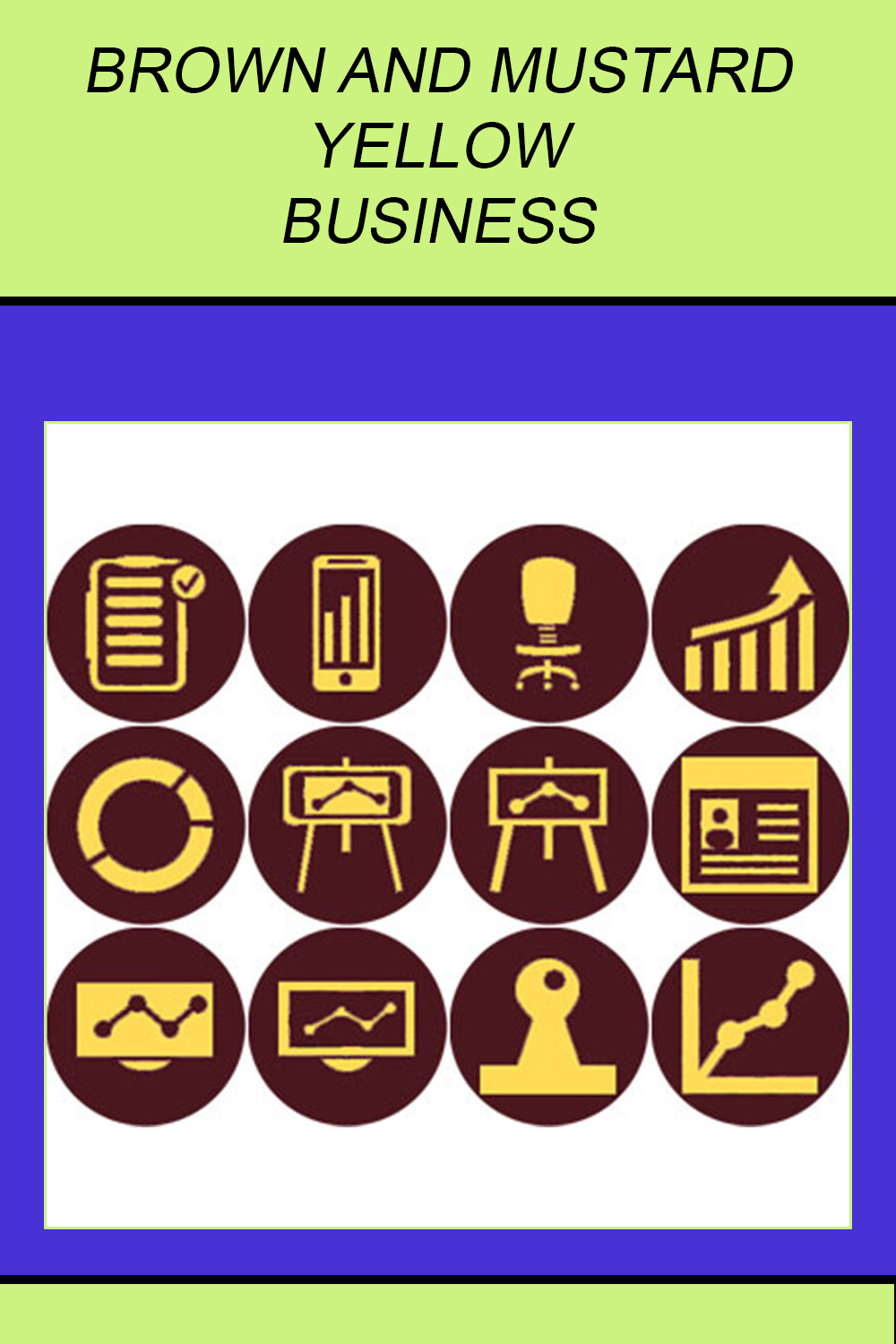 ELECTRIC PURPLE AND YELLOW BUSINESS ICONS pinterest preview image.