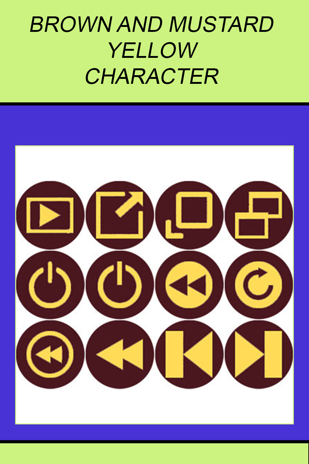 ELECTRIC PURPLE AND YELLOW CHARACTER ICONS pinterest preview image.