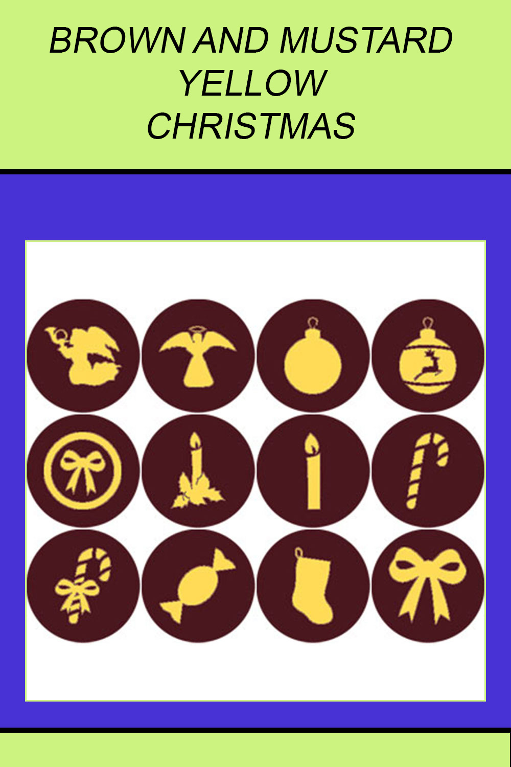 ELECTRIC PURPLE AND YELLOW CHRISTMAS ICONS pinterest preview image.