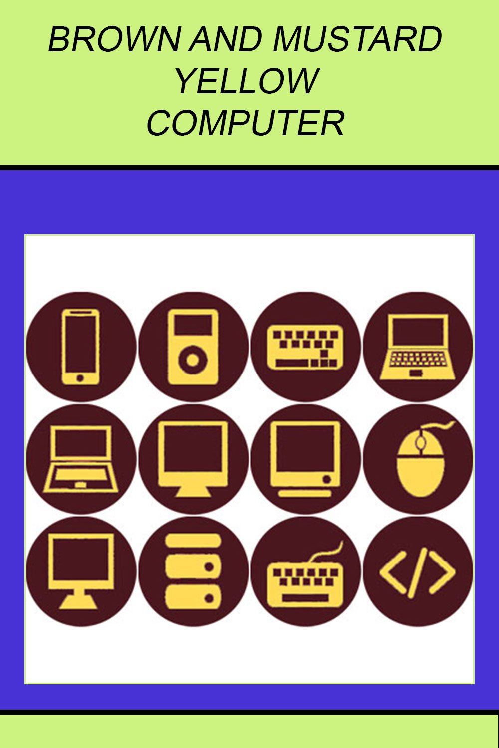 ELECTRIC PURPLE AND YELLOW DECORATION ICONS pinterest preview image.