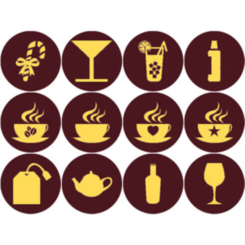 ELECTRIC PURPLE AND YELLOW DRINK ICONS cover image.