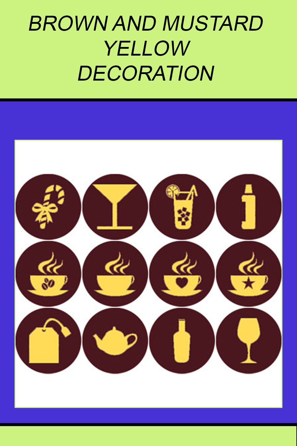 ELECTRIC PURPLE AND YELLOW DRINK ICONS pinterest preview image.