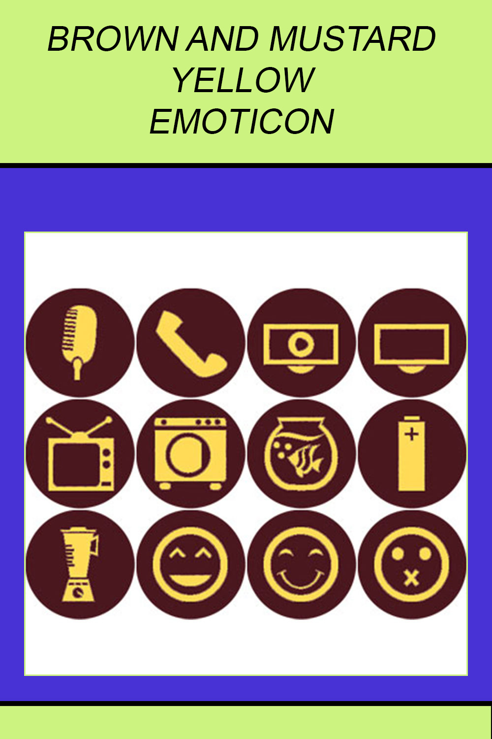 ELECTRIC PURPLE AND YELLOW FOOD ICONS pinterest preview image.