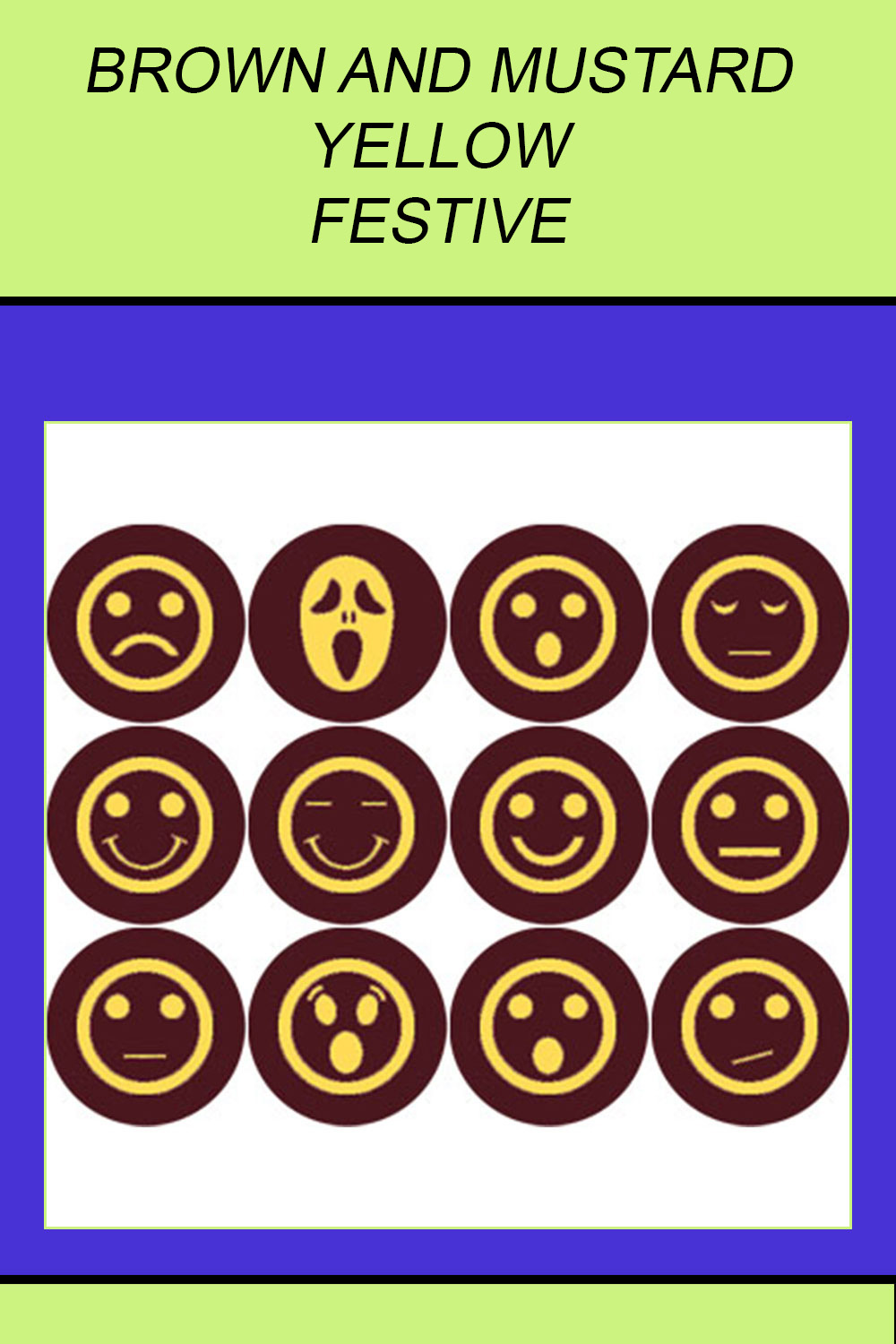 BROWN AND MUSTARD YELLOW FESTIVE ROUND ICONS pinterest preview image.