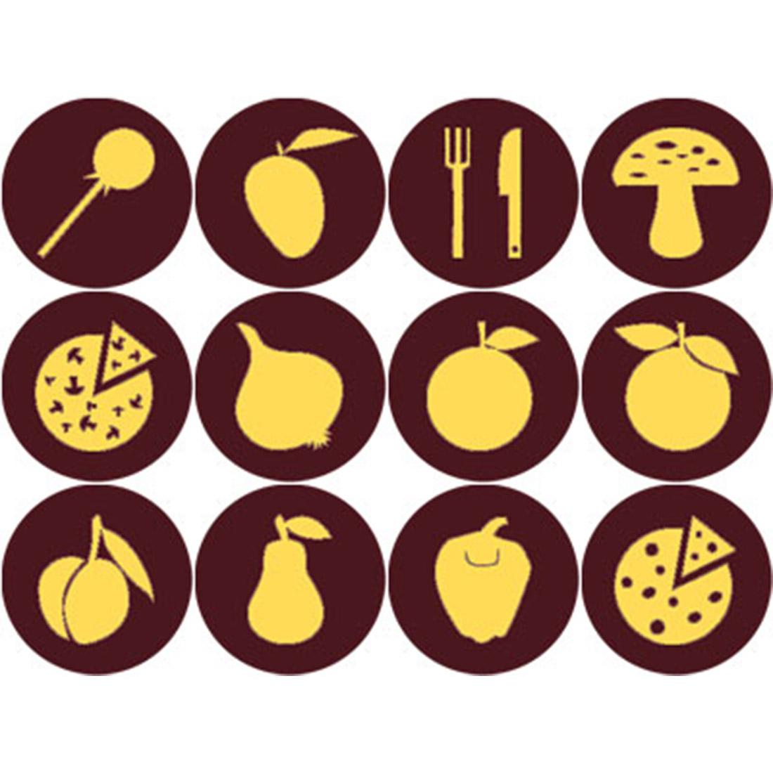 BROWN AND MUSTARD YELLOW FOOD ROUND ICONS cover image.