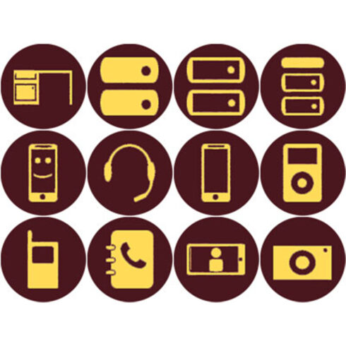 BROWN AND MUSTARD YELLOW FURNITURE ROUND ICONS cover image.