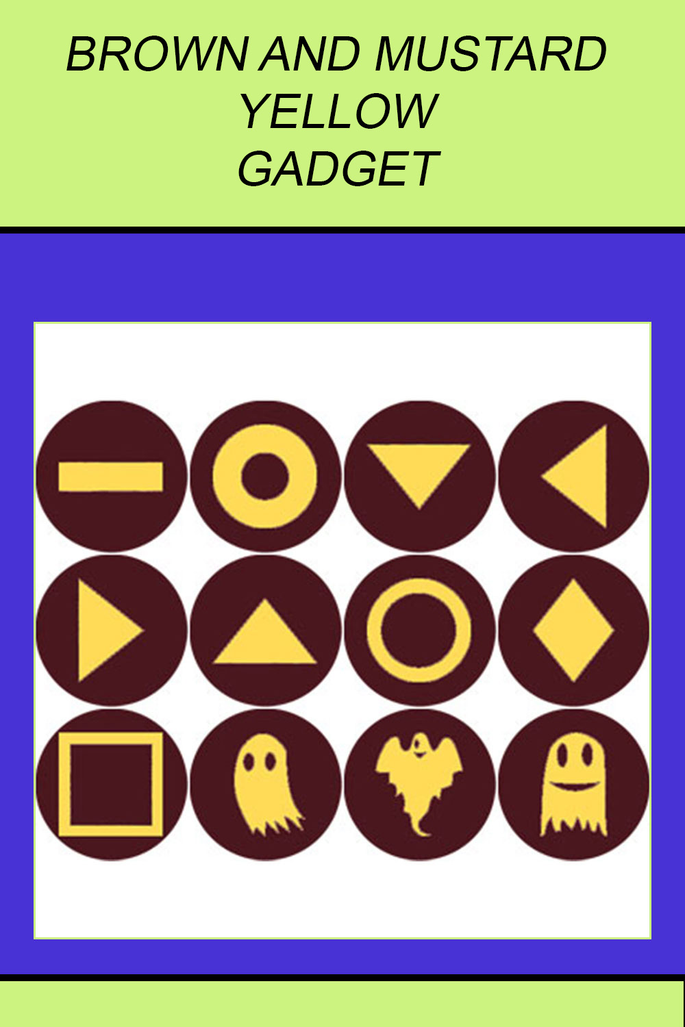 BROWN AND MUSTARD YELLOW GADGET ROUND ICONS pinterest preview image.