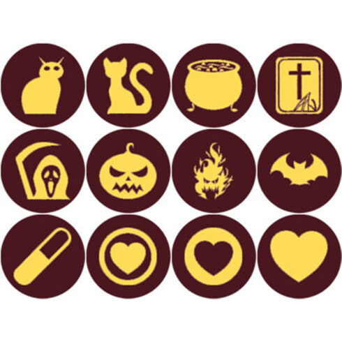 BROWN AND MUSTARD YELLOW HALLOWEEN ROUND ICONS cover image.
