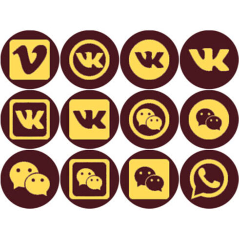 BROWN AND MUSTARD YELLOW SOCIAL MEDIA ICONS cover image.